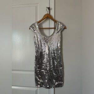 Armani exchange silver sequin mini dress